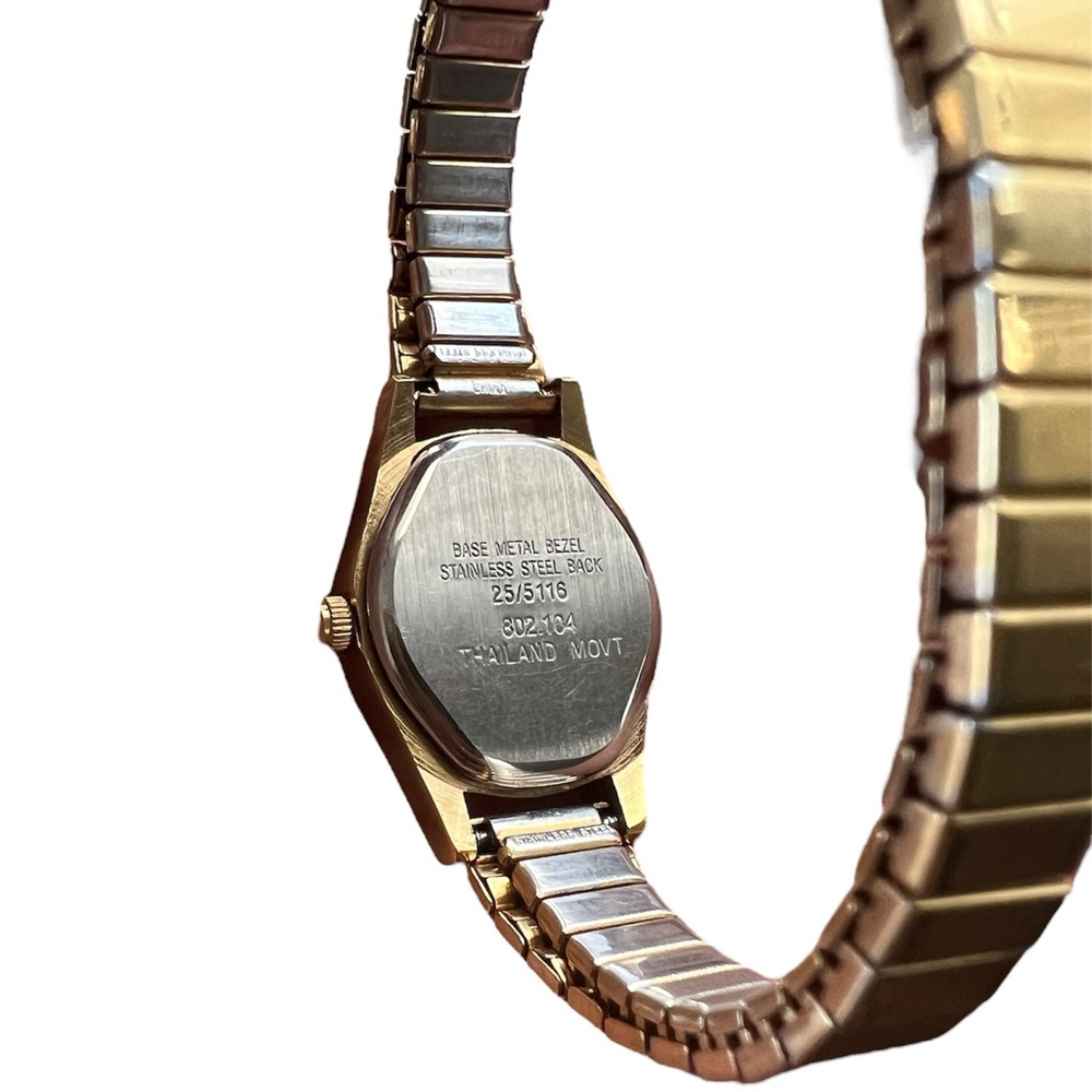 Vtg. Armitron Watch Gold Tone Black Oval Dial Stretchy Band🦎🌵 - Picture 12 of 12
